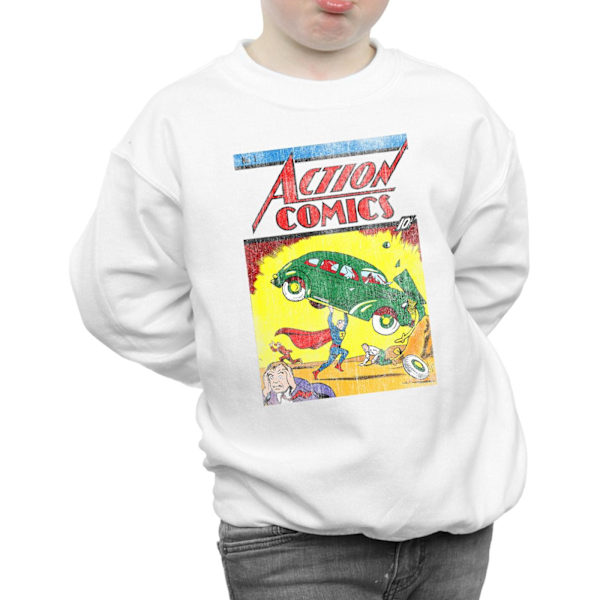 DC Comics Boys Superman Action Comics Issue 1 Cover Sweatshirt White 9-11 Years