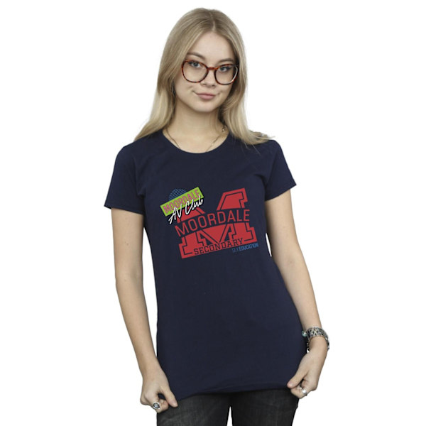 Netflix Dam/Kvinnor Sex Education Moordale M Collage Bomull T-shirt Navy Blue XL