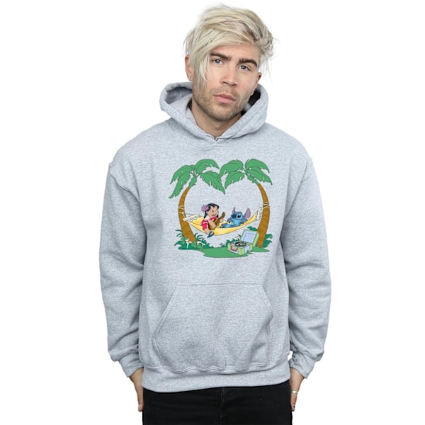 Disney Herr Lilo And Stitch Spela Lite Musik Hoodie S Sports Grå Sports Grey S
