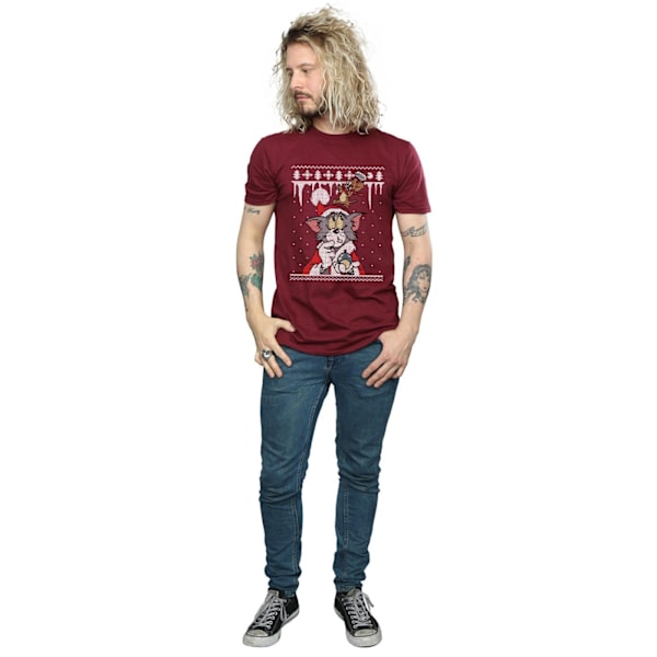 Tom And Jerry Herr Jul Fair Isle T-shirt XXL Bourgogne Burgundy XXL