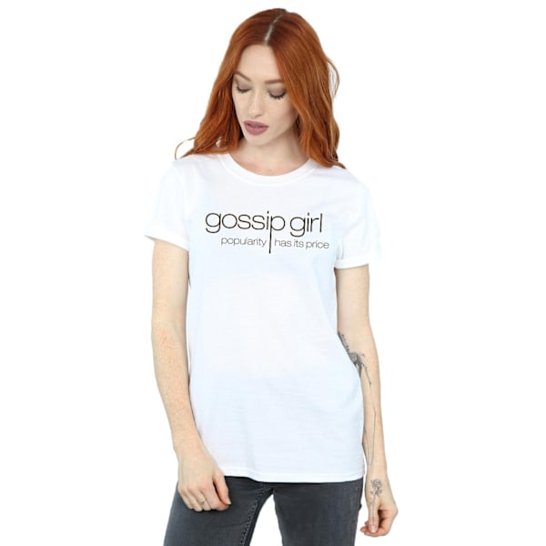 Gossip Girl Dam/Damer Klassisk Logotyp Bomull Pojkvän T-shirt White L