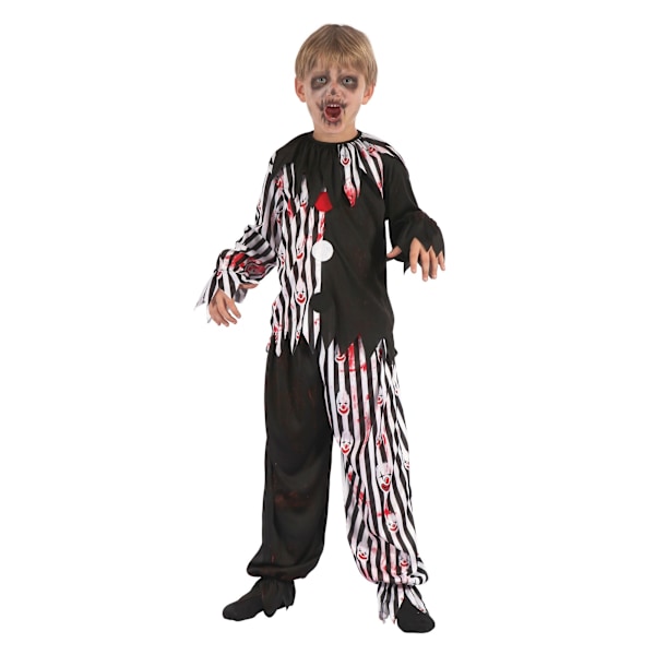 Bristol Novelty Barnkostym för barn/barn Halloween Harlequin Clown Black/White/Red S