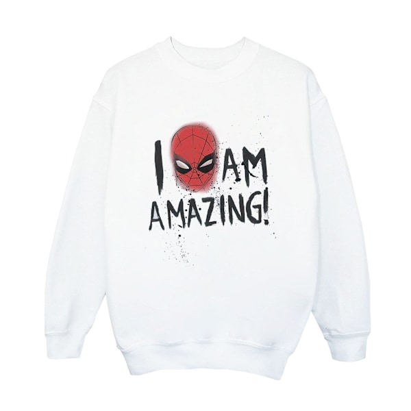 Marvel Boys Spider-Man I Am Amazing Sweatshirt 7-8 år Vit White 7-8 Years