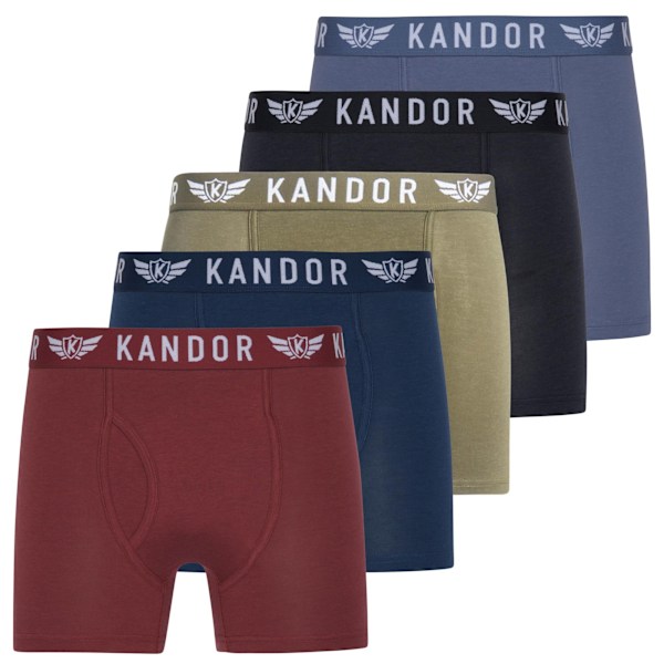 Kandor Quinfly Boxerkalsonger för män (5-pack) S Röd/Marinblå/Olivgrön/S Red/Navy/Olive/Black/Blue S