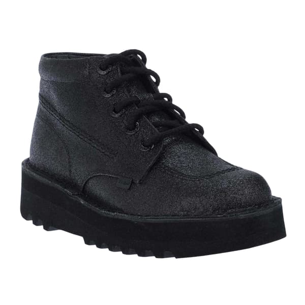 Kickers Dam Hi Stack Glitter Läderstövlar 7 UK Svart Black 7 UK