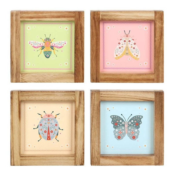 Something Different Floral Bug Inramad Väggkonst Set (4-pack) Multicoloured One Size