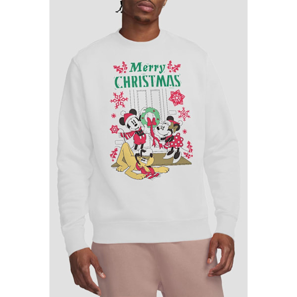 Disney Unisex Vuxen Mickey & Minnie Mouse Krans Jul Tröja White XL