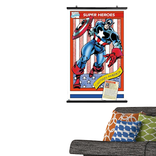 Captain America Trading Card Mounted Print 40cm x 30cm Multicol Multicoloured 40cm x 30cm