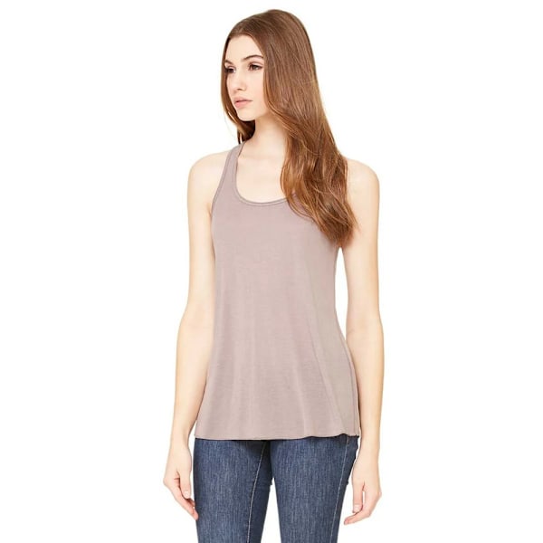 Bella + Canvas Dam/Kvinnor Racerback Flowy Tank Top M Pebble Pebble Brown M