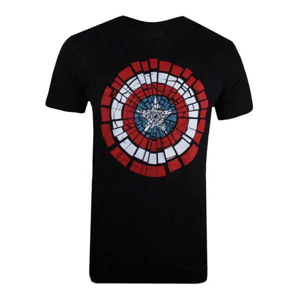Captain America Mens Shattered Logo T-Shirt XL Svart Black XL