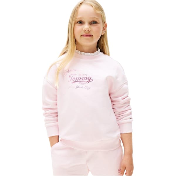 Tommy Hilfiger Barn/Kids Script Crew Neck Sweatshirt 14 år Light Pink 14 Years