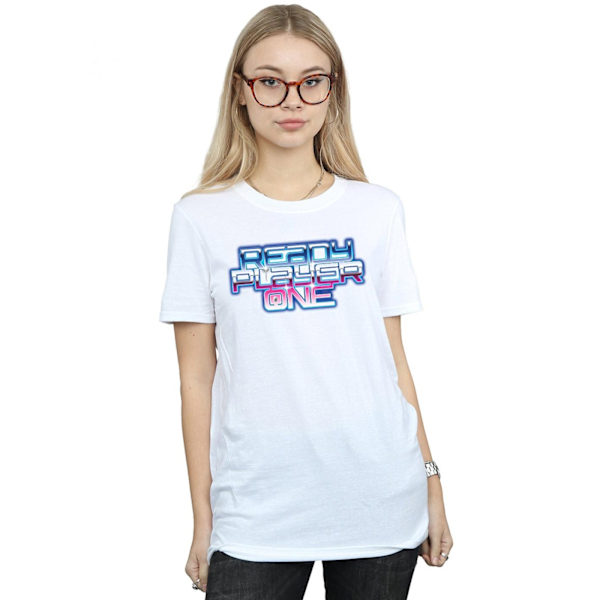 Ready Player One Dam/Damer Gradient Logo Bomull Boyfriend T-shirt White 3XL