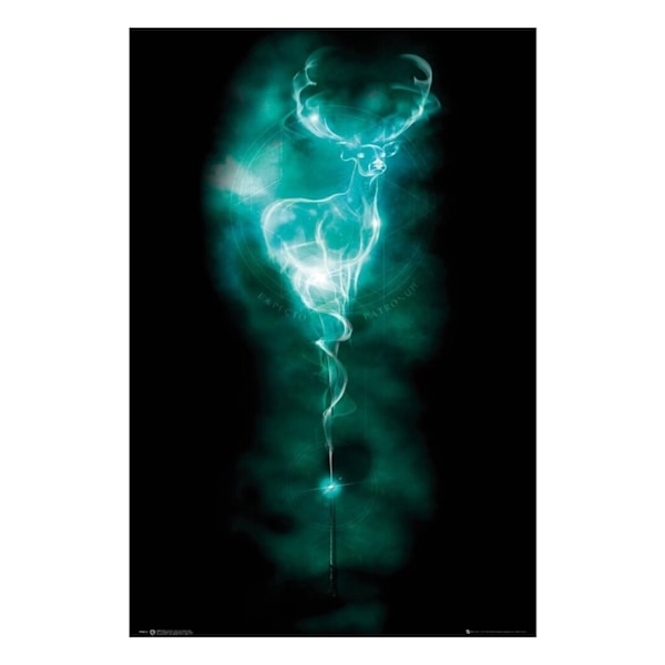 Harry Potter Expecto Patronum Stag Canvas Print 50cm x 100cm Svart/Blå Black/Blue 50cm x 100cm