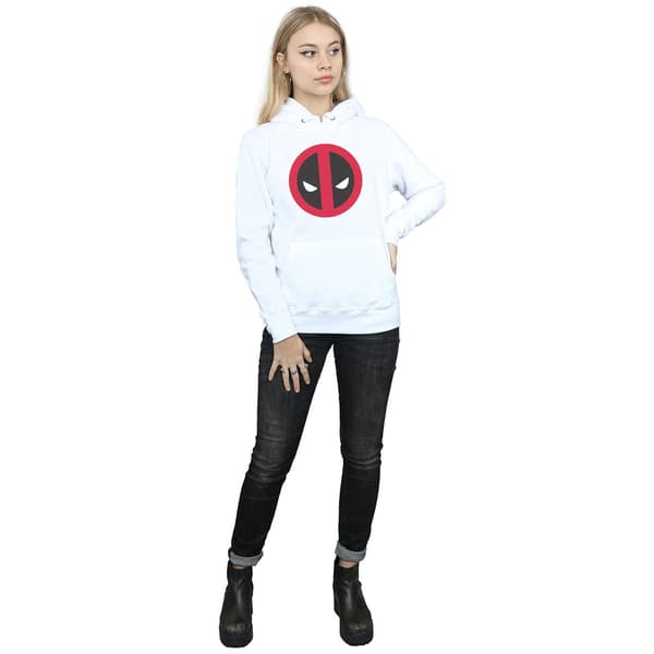 Marvel Dam/Kvinnor Deadpool Stor Ren Logotyp Hoodie L Vit White L