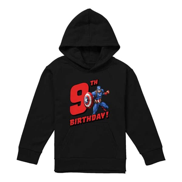 Captain America Barn/Barn Pull Over 9-årsdag Huvtröja 9- Black 9-11 Years