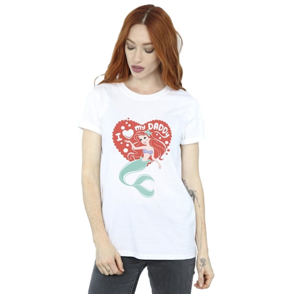 Disney Dam/Damer The Little Mermaid Love Daddy Bomull Boyfriend T-Shirt M Vit White M