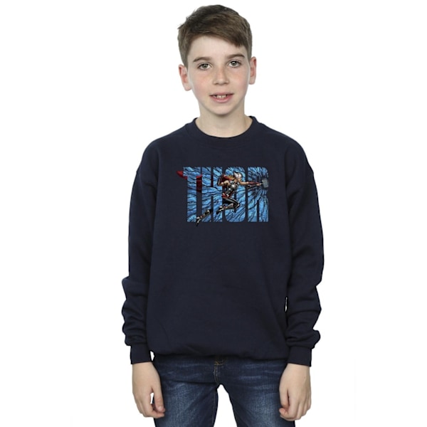 Marvel Boys Thor Love And Thunder Smash Sweatshirt 12-13 år Navy Blue 12-13 Years