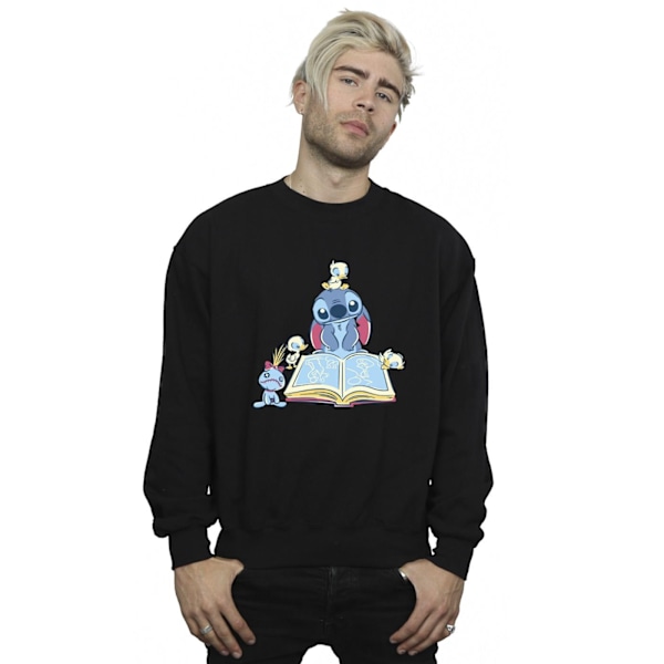 Disney Herr Lilo & Stitch Läser En Bok Sweatshirt L Svart Black L