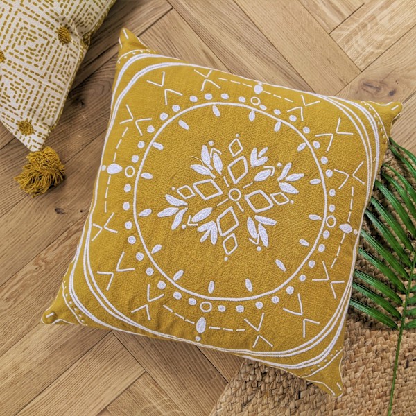 Furn Mandala Kuddeöverdrag En Storlek Ockra Gul Ochre Yellow One Size