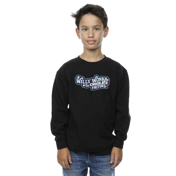 Willy Wonka Boys Chocolate Factory Logo Sweatshirt 9-11 år B Black 9-11 Years