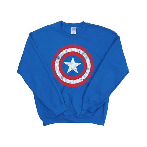 Marvel Mens Avengers Captain America Scratched Shield Sweatshirt Royal Blue L