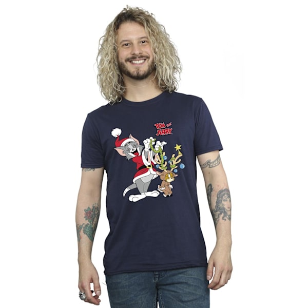 Tom & Jerry Herr Jul Ren T-shirt 4XL Marinblå Navy Blue 4XL