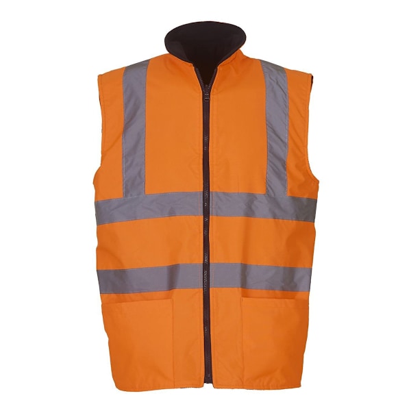 Yoko herr arbetskläder Hi-Vis vändbar fleeceväst / jacka (2-pack) Hi Vis Orange S