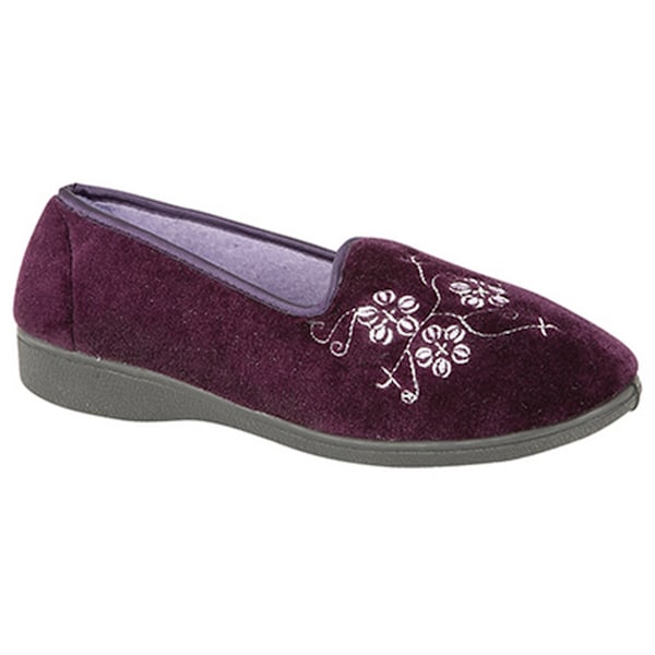 Zedzzz Dam/Dam Jenny Broderade Tofflor 4 UK Lila Purple 4 UK