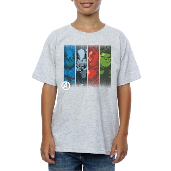 Marvel Boys Avengers Team Strips T-shirt 7-8 år Heather Grey Heather Grey 7-8 Years