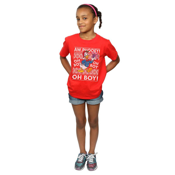 Disney Girls Donald Duck Jul Fair Isle Bomull T-shirt 12- Red 12-13 Years