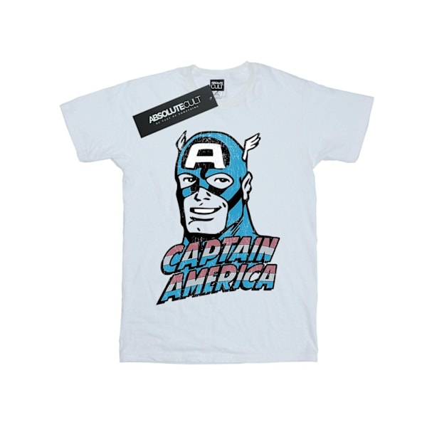 Marvel Boys Captain America Distressed T-Shirt 12-13 år Vit White 12-13 Years