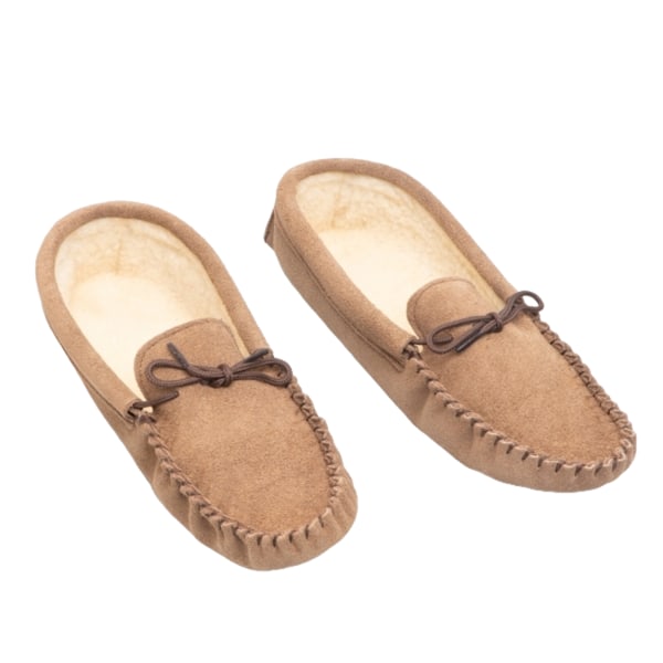Mokkers herr Jake äkta mockasintofflor i mocka 9 UK ljus taupe Light Taupe 9 UK
