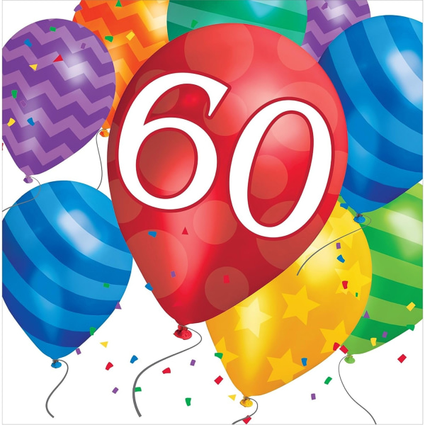 Creative Converting Balloons 60-årsdag engångsservetter ( Multicoloured One Size