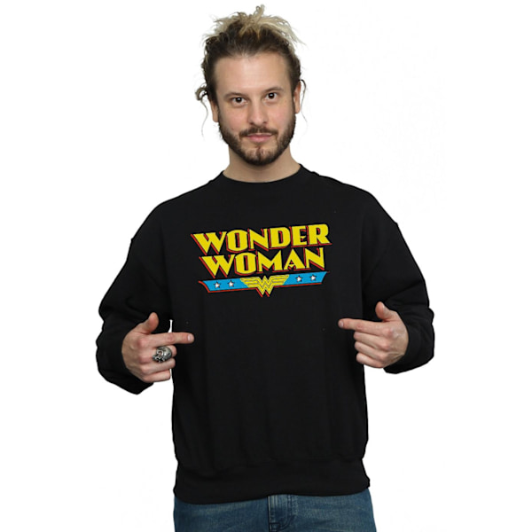 DC Comics Herr Wonder Woman Text Logo Sweatshirt M Svart Black M