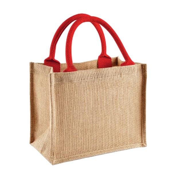 Westford Mill Jute Mini presentpåse (6 liter) One Size Natural/Br Natural/Bright Red One Size