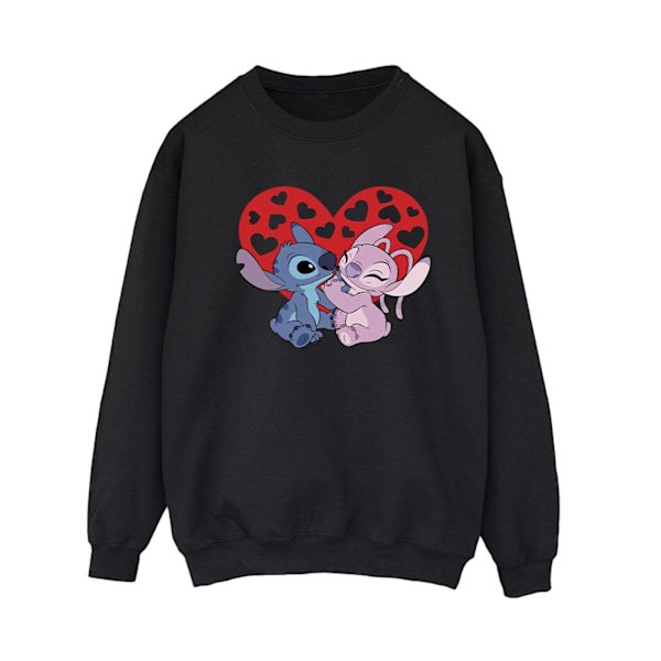 Disney Dam/Kvinnor Lilo & Stitch Hjärtan Sweatshirt L Svart Black L