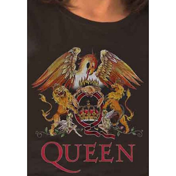 Queen Dam/Damer Classic Crest Bomull T-shirt S Svart Black S