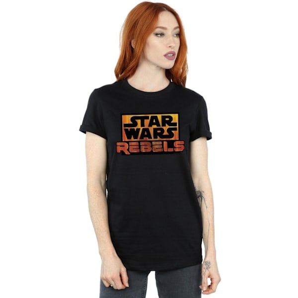 Star Wars Dam/Damer Rebellogotyp Bomull Boyfriend T-shirt S Black S