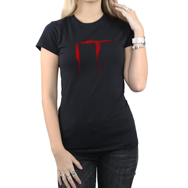 It Dam/Kvinnor Sliten Logotyp Bomull T-shirt L Svart Black L