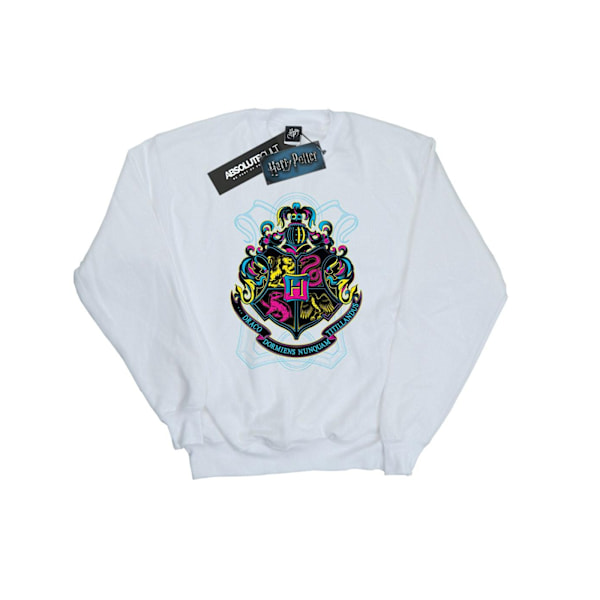 Harry Potter Pojkar Neon Hogwarts Crest Sweatshirt 7-8 År Vit White 7-8 Years