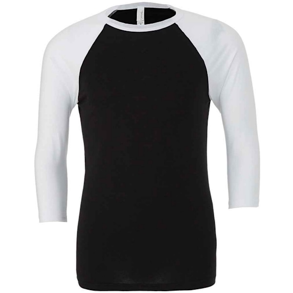 Canvas Unisex Vuxen 3/4 Ärms Baseboll T-Shirt M Svart/Vit Black/White M