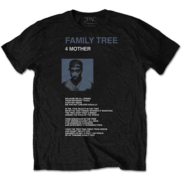 Tupac Shakur Unisex Vuxen Familjeträd Bomull T-shirt L Svart Black L