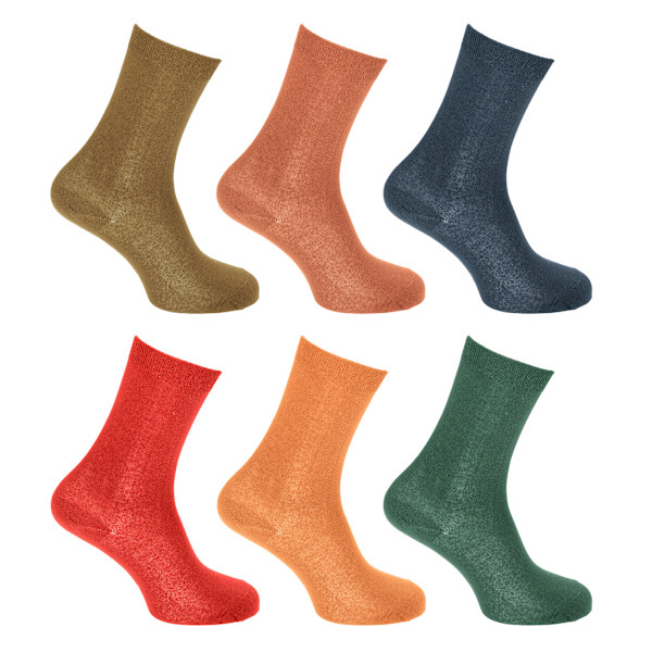 Dam/Kvinnors Termiska Viloft Icke-Elastiska Stövlettsockor (Paket Om 6) Teal/Yellow/Red/Navy/Brown/Green 4-8 UK