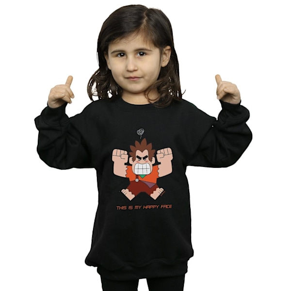 Disney Girls Wreck It Ralph Happy Face Sweatshirt 5-6 år Bla Black 5-6 Years
