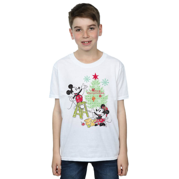 Disney Boys Mickey och Minnie Julgran T-shirt 12-13 år White 12-13 Years