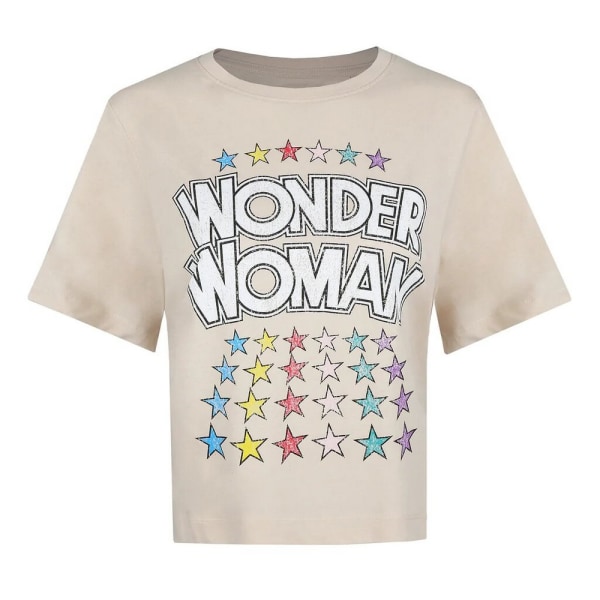 Wonder Woman Dam/Ladies Rainbow Stars Cropped Boxy T-shirt M Nude M