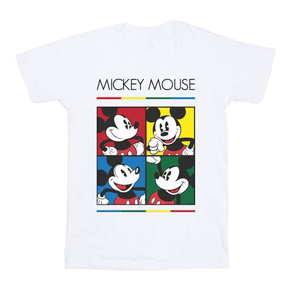 Disney Boys Mickey Mouse Square Colour T-Shirt 7-8 år Vit White 7-8 Years