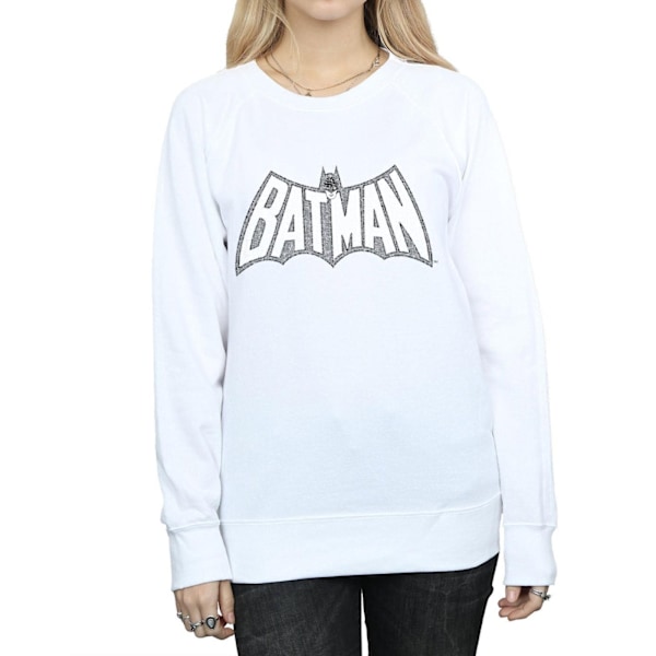 DC Comics Dam/Kvinnor Batman Retro Crackle Logo Sweatshirt XX White XXL