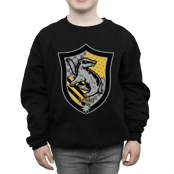 Harry Potter Pojkar Hufflepuff Crest Flat Sweatshirt 5-6 År Svart Black 5-6 Years