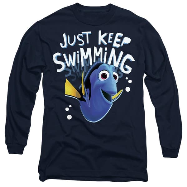 Hitta Nemo Unisex Vuxen Just Keep Swimming Dory T-Shirt M Marinblå Navy M